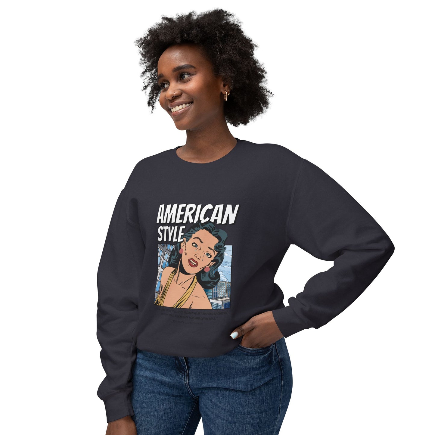 Vintage American Style Unisex Lightweight Crewneck Sweatshirt